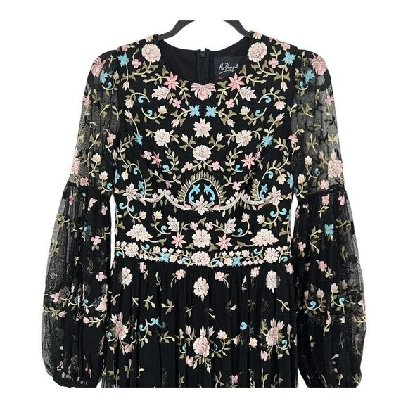 Mac Duggal Size 2 Sequin Embroidered Gown Blouson Sleeves Dress Style 35111 New - Picture 4 of 9